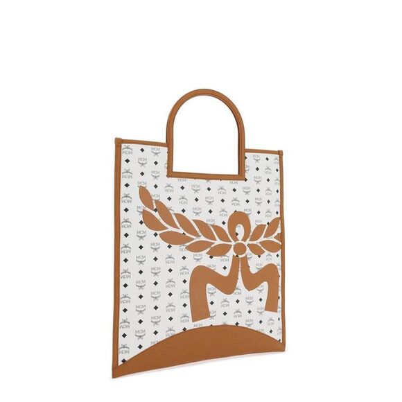 MCM Visetos Tote Bag with Laurel Motif Women WHITE Totes - Picture 4 of 5